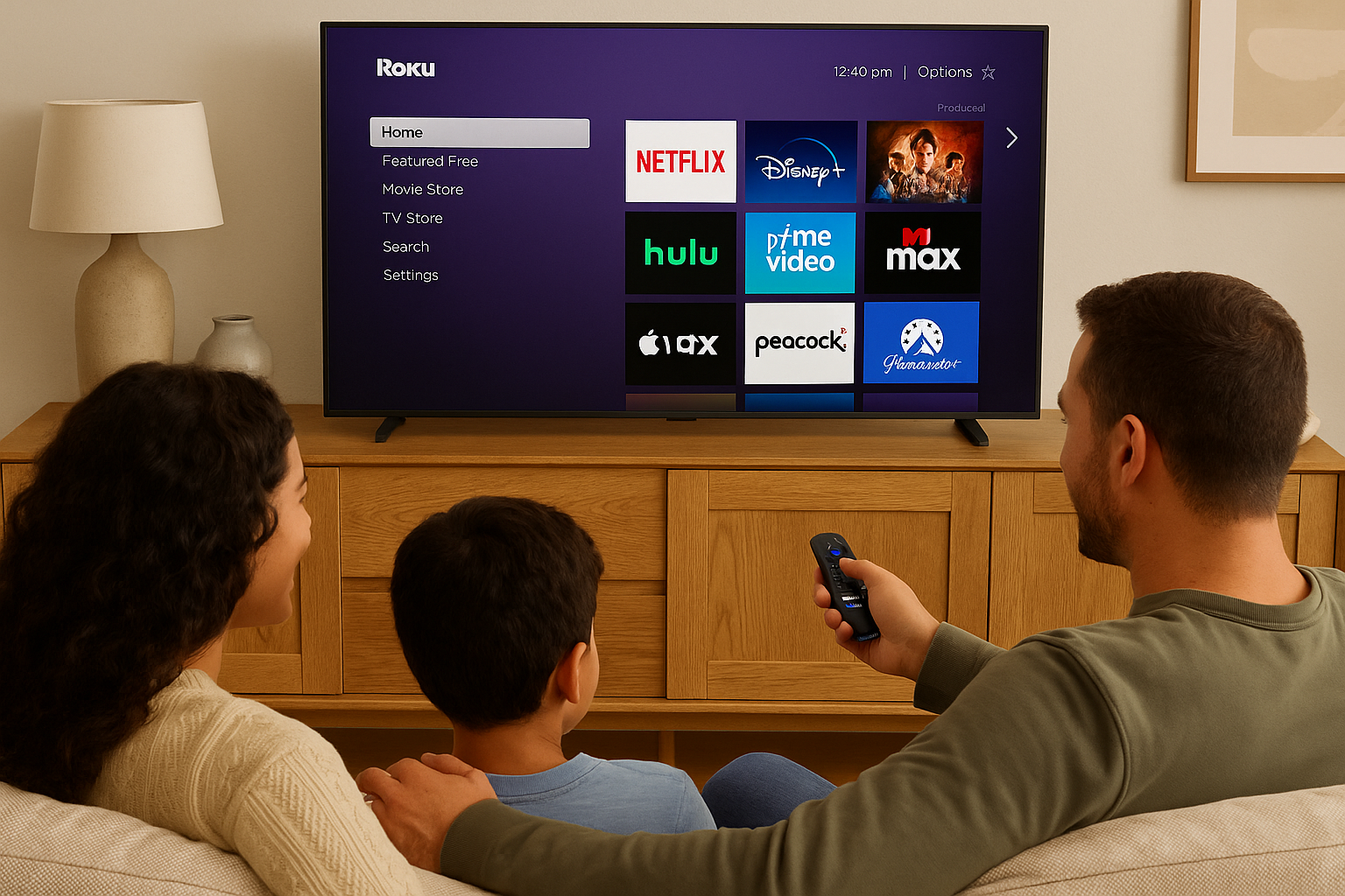 Family Using Roku